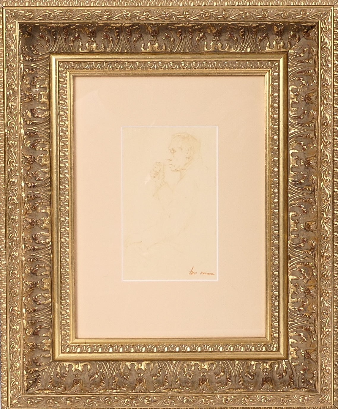 Max Br., portrait of a man, bistre on paper, 8 x 13 cm - Image 7 of 7