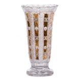 A large Bohemian crystal vase gold and polychrome enamel decorated, H 56 - Diameter 30 cm