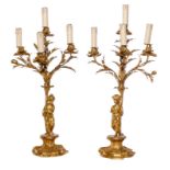 A pair of gilt bronze Nap. III-style candlesticks, H 72,5 cm