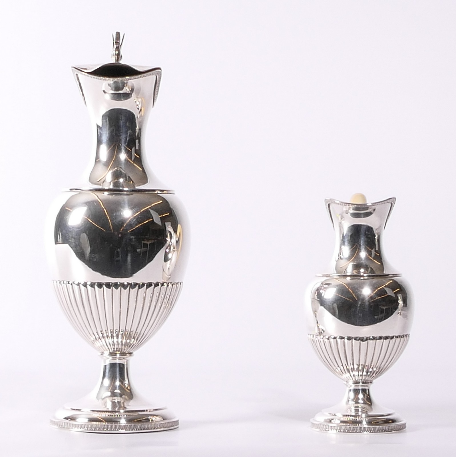 A four-piece silver tea and coffee set with ivory handles, Wolf-Zondervan, 835/000, 1942-1954; added - Image 7 of 19