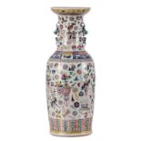 A Chinese famille rose vase with one hundred antiquities, H 60 cm