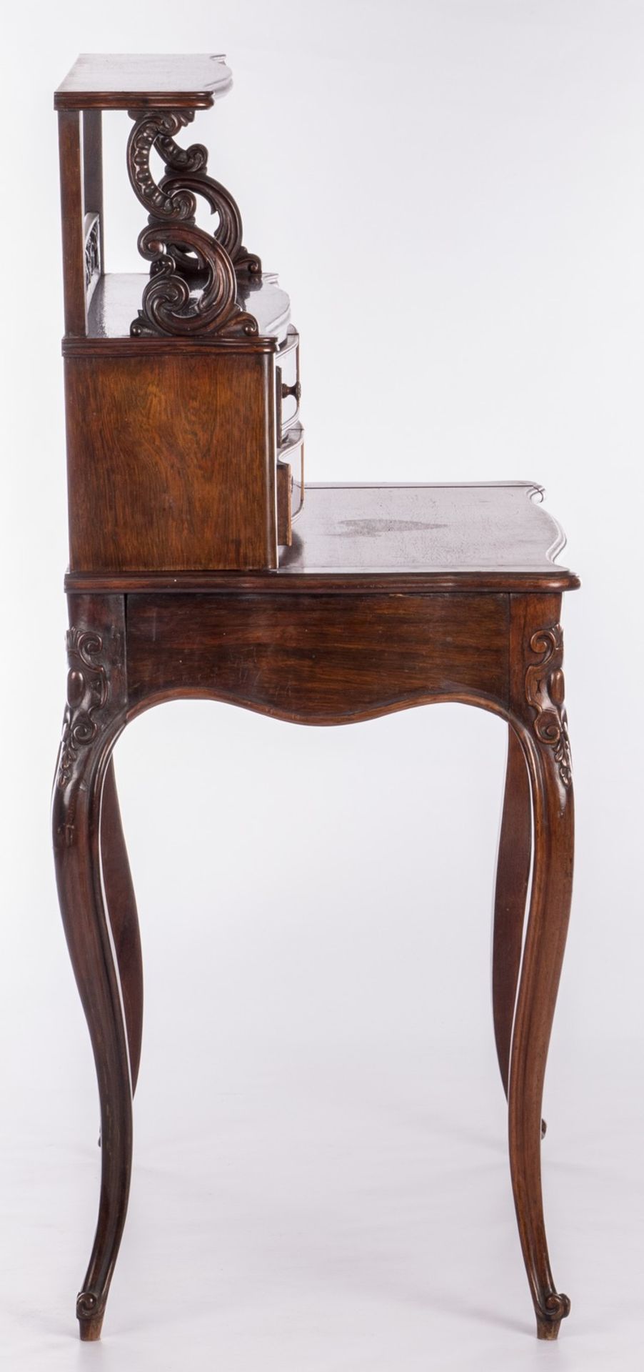 A French late 19thC rosewood veneered ladies writing desk, H 118 - W 90 - D 49 cm - Bild 4 aus 9