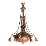 A neoclassical brass chandelier, H 87 - Diameter 66 cm