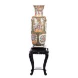 A fine Chinese Canton famille rose vase, decorated with court scenes, birds, butterflies and