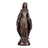A 19thC oak sculpture depicting the Holy Virgin trampling the serpent, H 94 cm