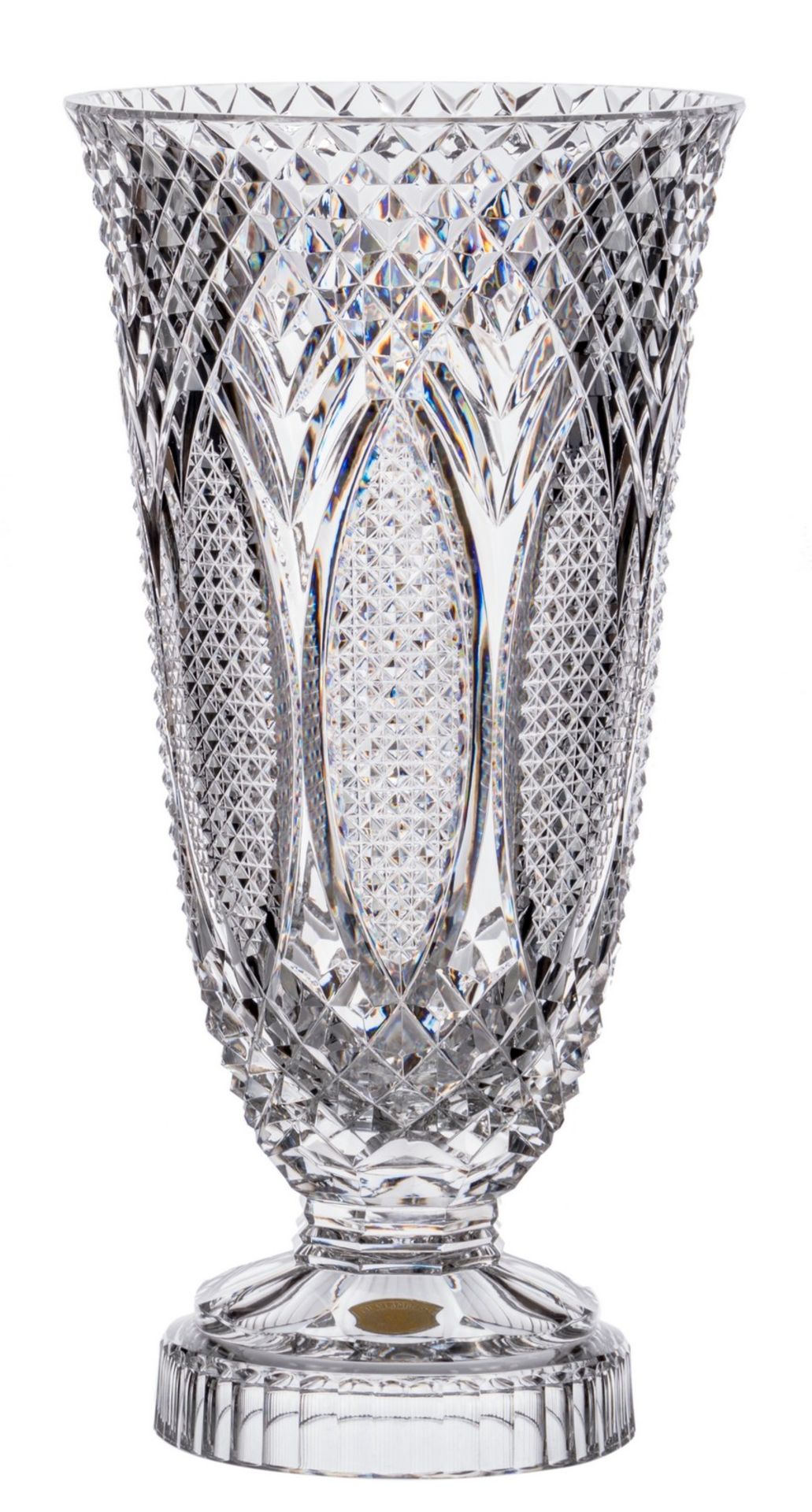 An impressive crystal diamond cut ornamental vase, Val St. Lambert, Fifties, H 56,5 cm