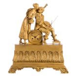 A French bronze ormolu mantel clock, so called 'à sujet', depicting a Renaissance painter and his