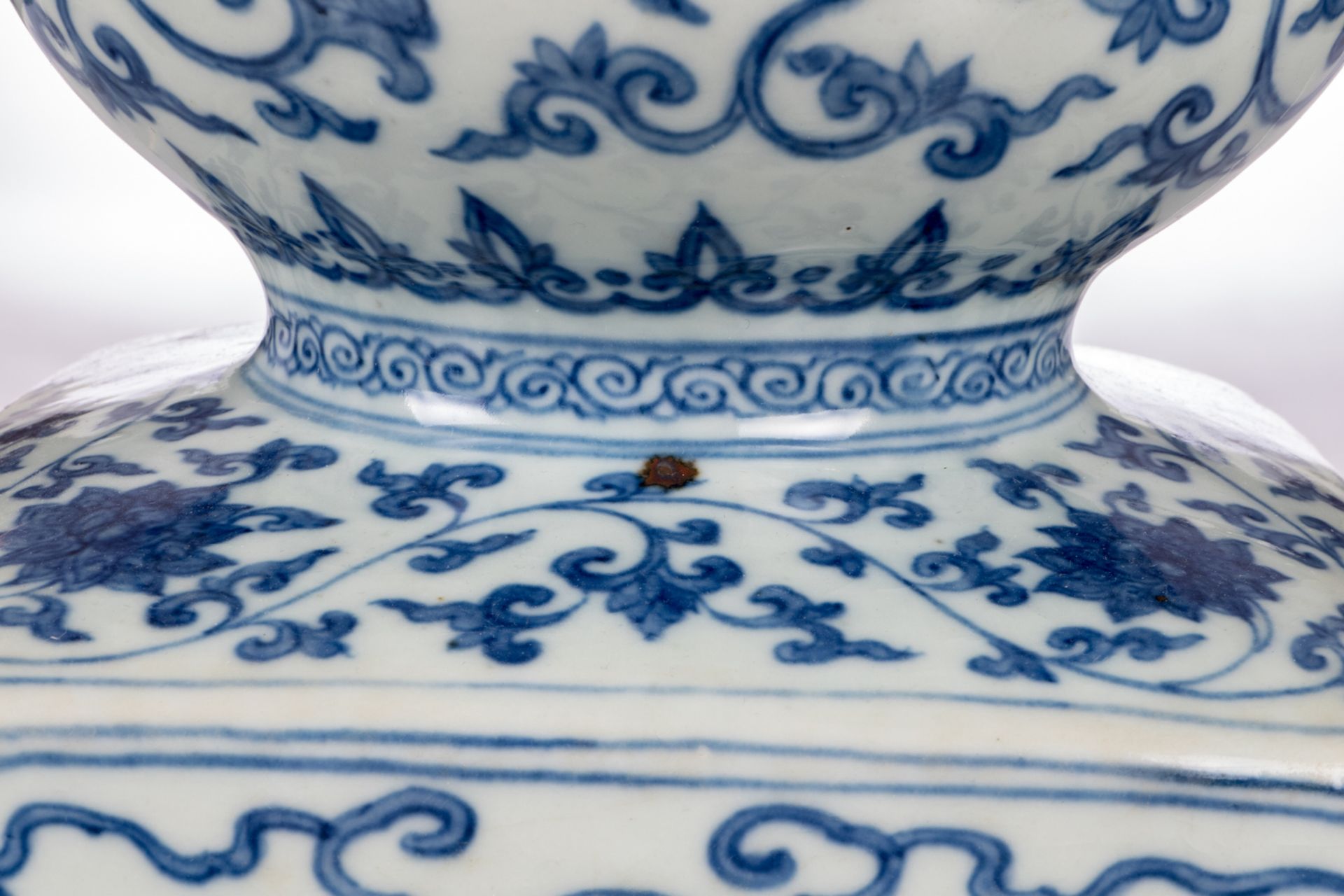 A rare Chinese blue and white vase, decorated with animated scenes and flowers, with a Wanli mark, H - Image 7 of 10