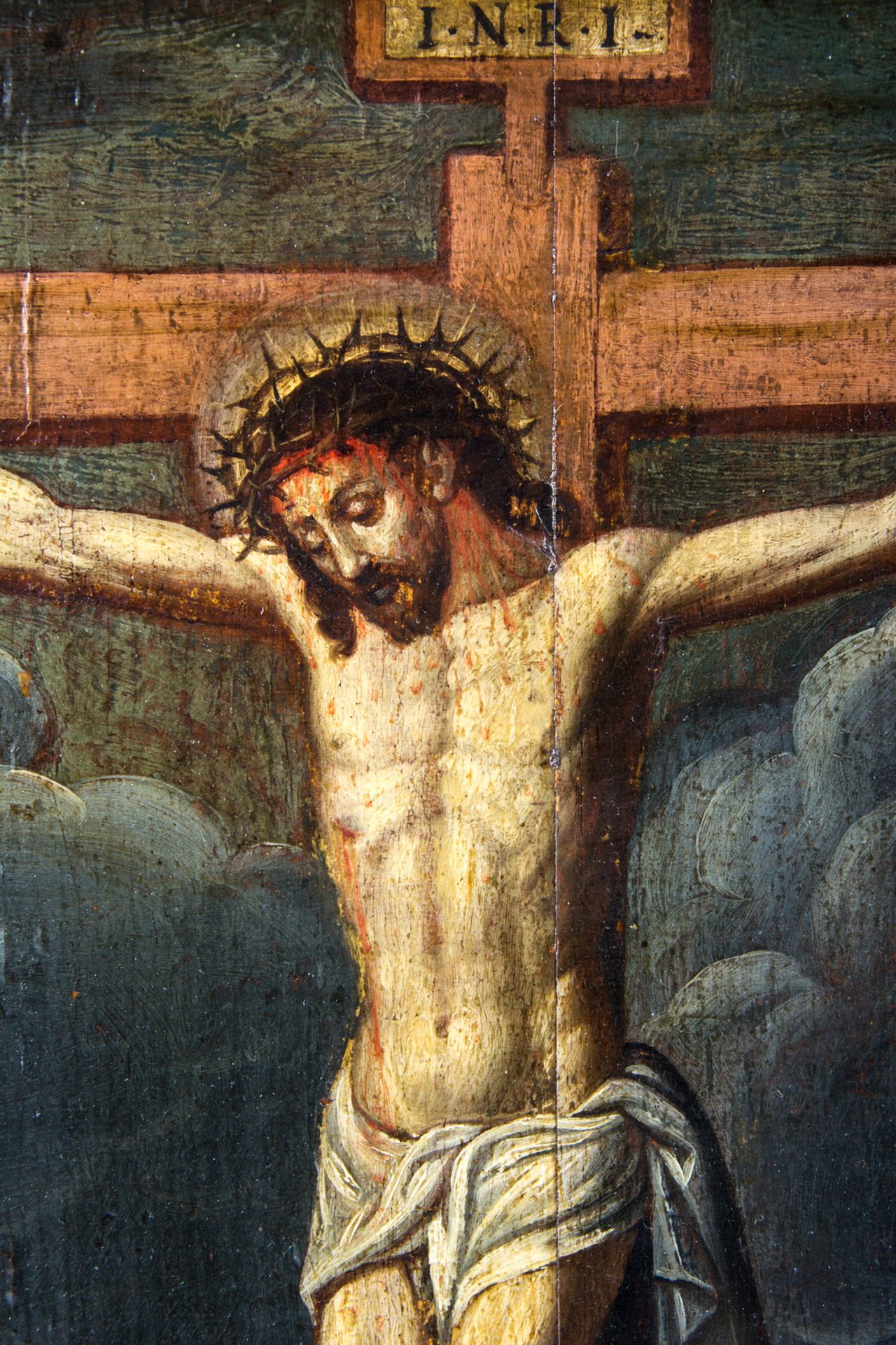 Unsigned, the Adoration of the Cross, oil on panel, 17thC, 53,5 x 70 cm - Bild 5 aus 5