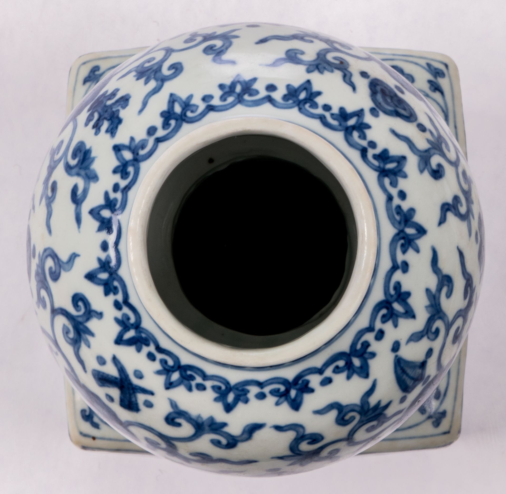 A rare Chinese blue and white vase, decorated with animated scenes and flowers, with a Wanli mark, H - Image 5 of 10