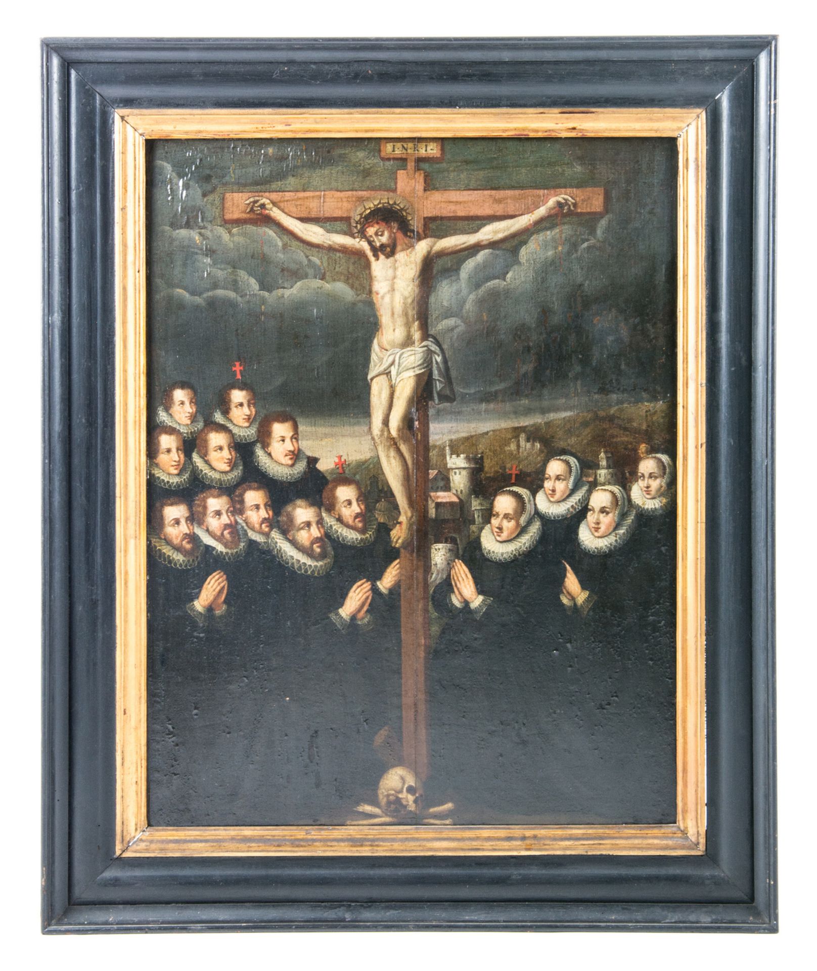 Unsigned, the Adoration of the Cross, oil on panel, 17thC, 53,5 x 70 cm - Bild 2 aus 5