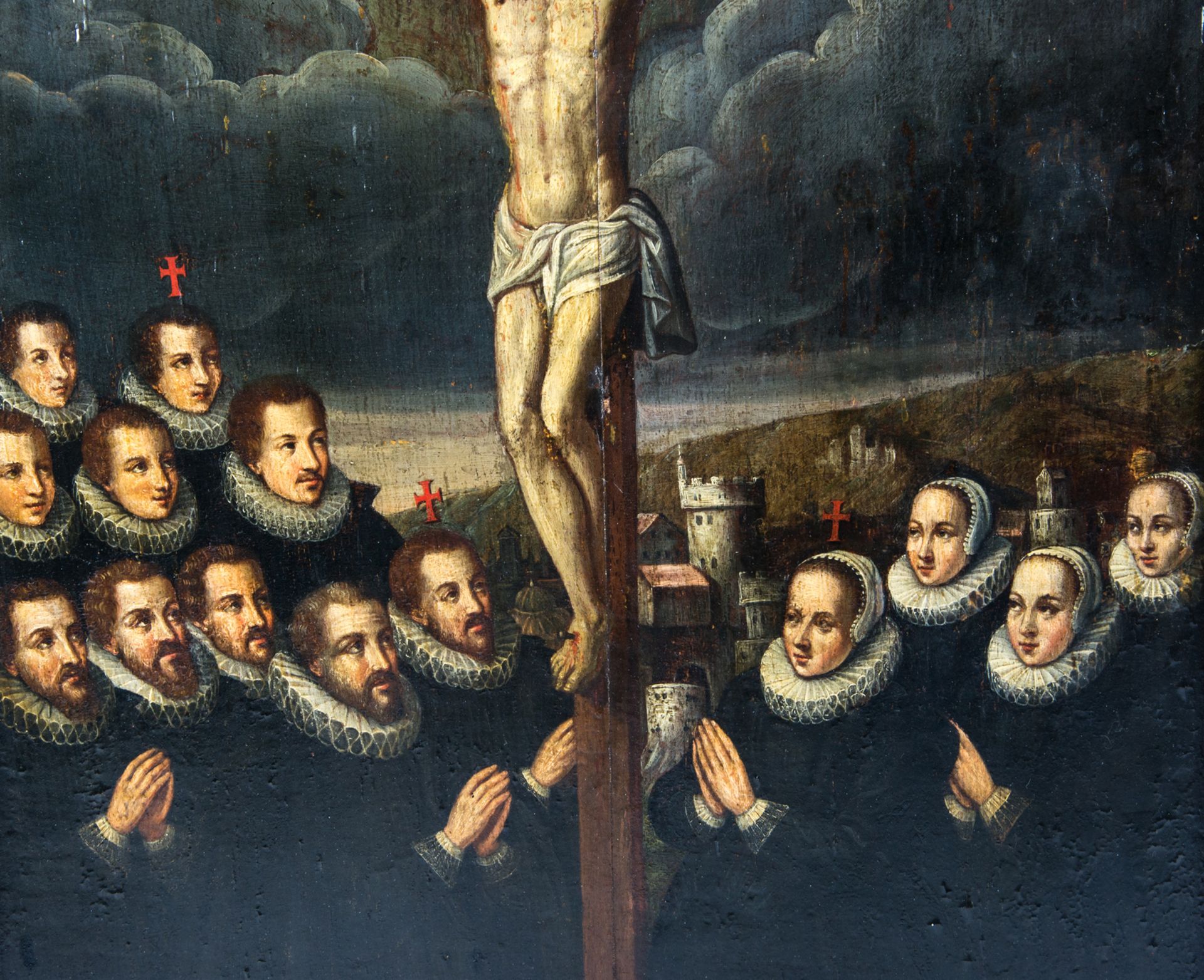 Unsigned, the Adoration of the Cross, oil on panel, 17thC, 53,5 x 70 cm - Bild 4 aus 5