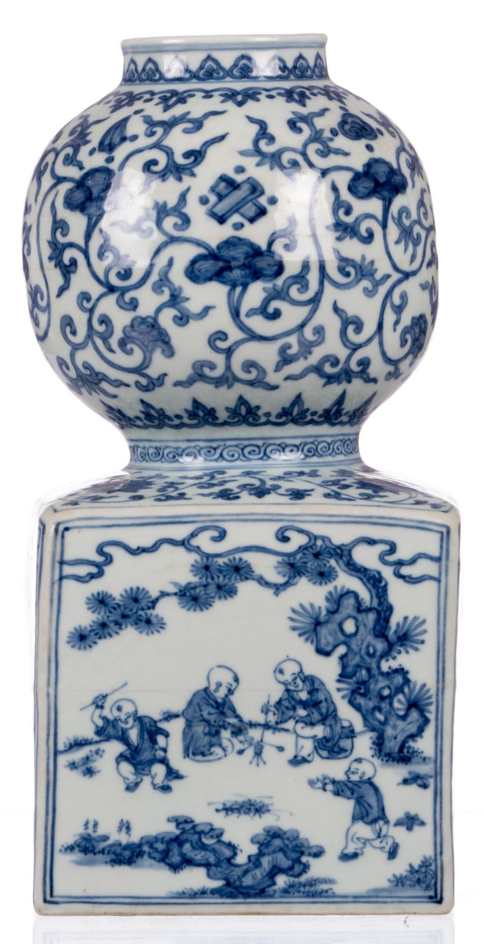 A rare Chinese blue and white vase, decorated with animated scenes and flowers, with a Wanli mark, H - Image 4 of 10