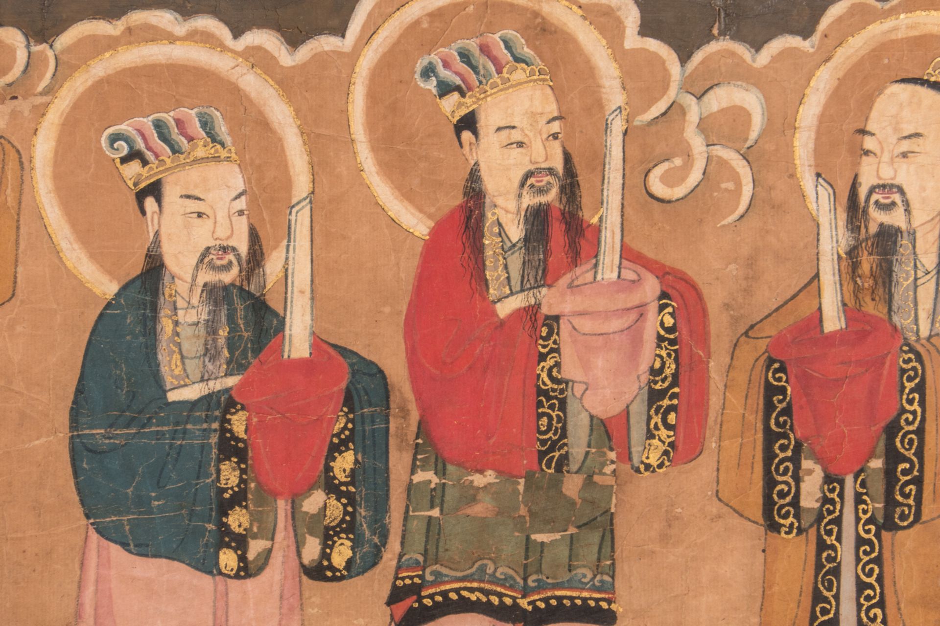 A Chinese watercolour depicting the ten Buddhist Kings of Hell, 83 x 122 cm - Bild 9 aus 10