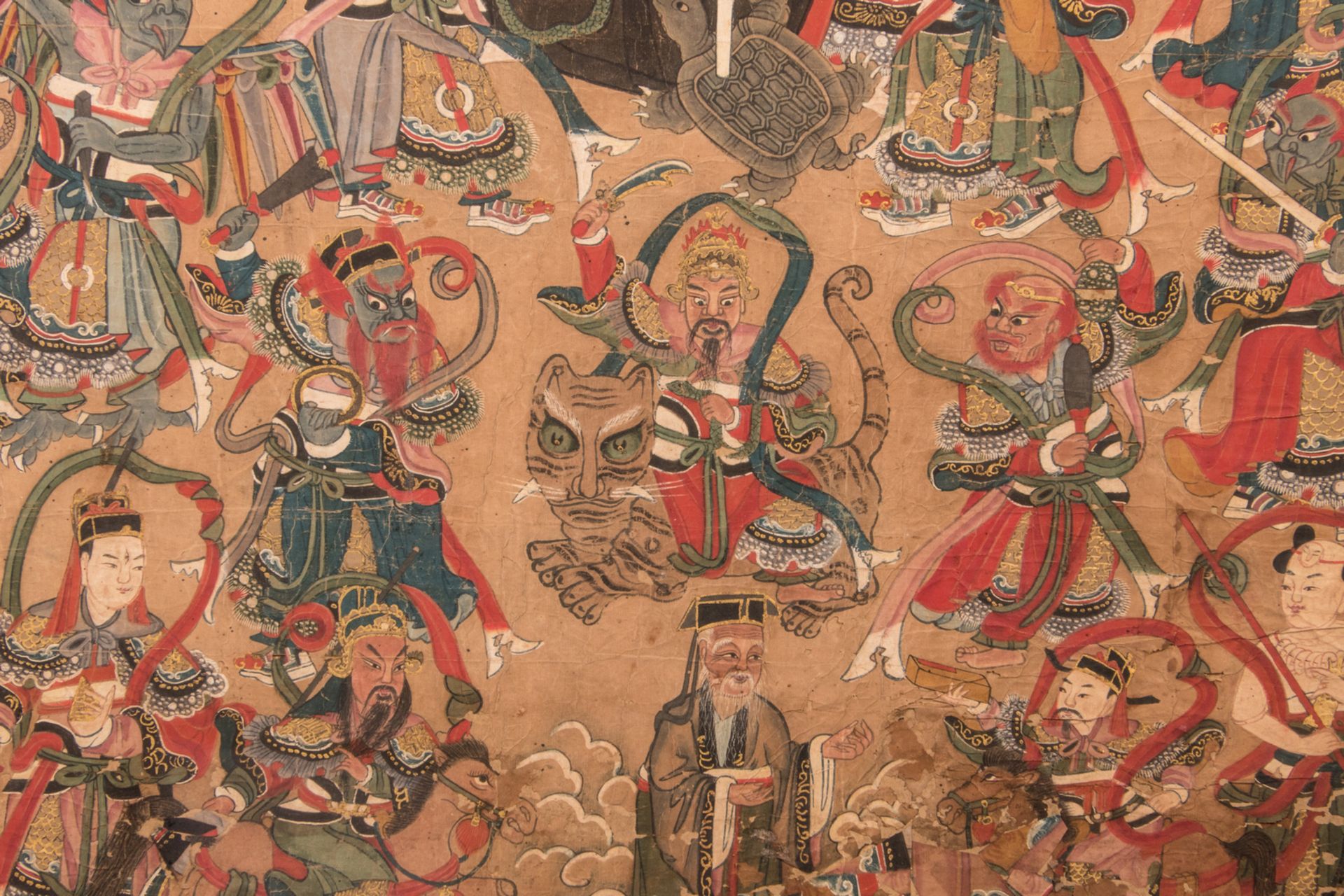 A Chinese watercolour depicting the ten Buddhist Kings of Hell, 83 x 122 cm - Bild 3 aus 10