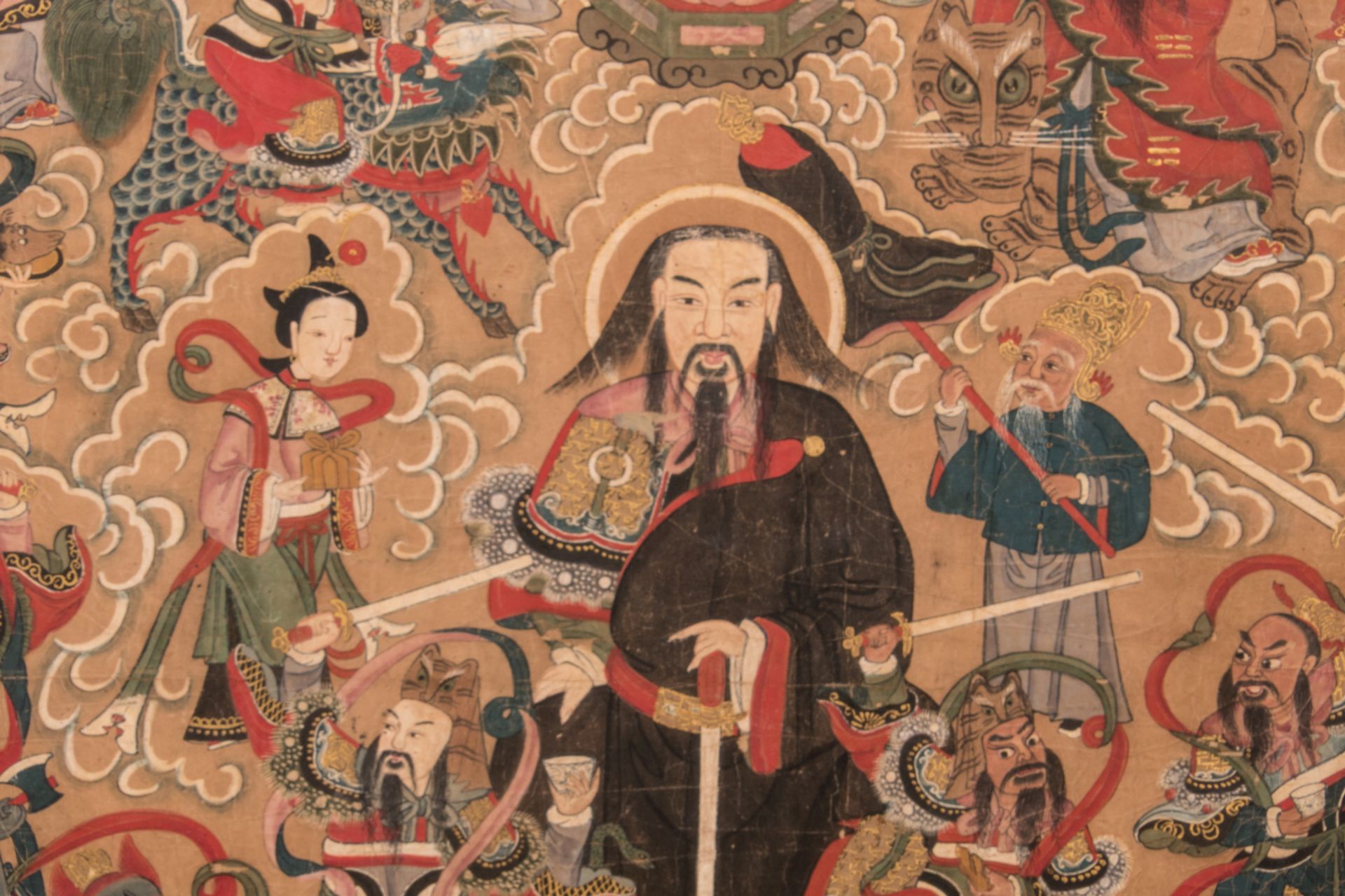 A Chinese watercolour depicting the ten Buddhist Kings of Hell, 83 x 122 cm - Bild 2 aus 10