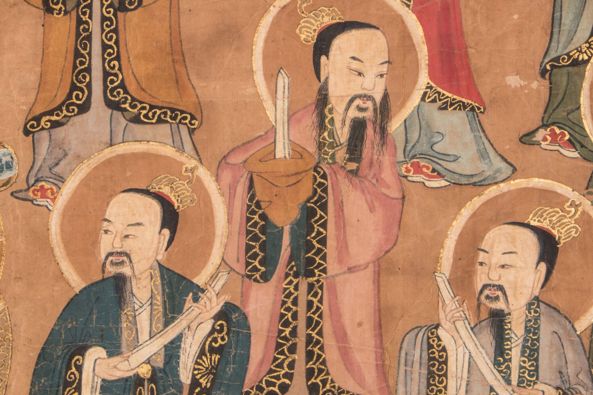 A Chinese watercolour depicting the ten Buddhist Kings of Hell, 83 x 122 cm - Bild 8 aus 10