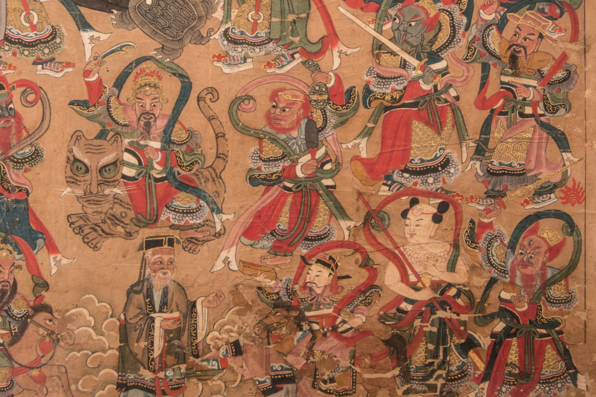 A Chinese watercolour depicting the ten Buddhist Kings of Hell, 83 x 122 cm - Bild 4 aus 10
