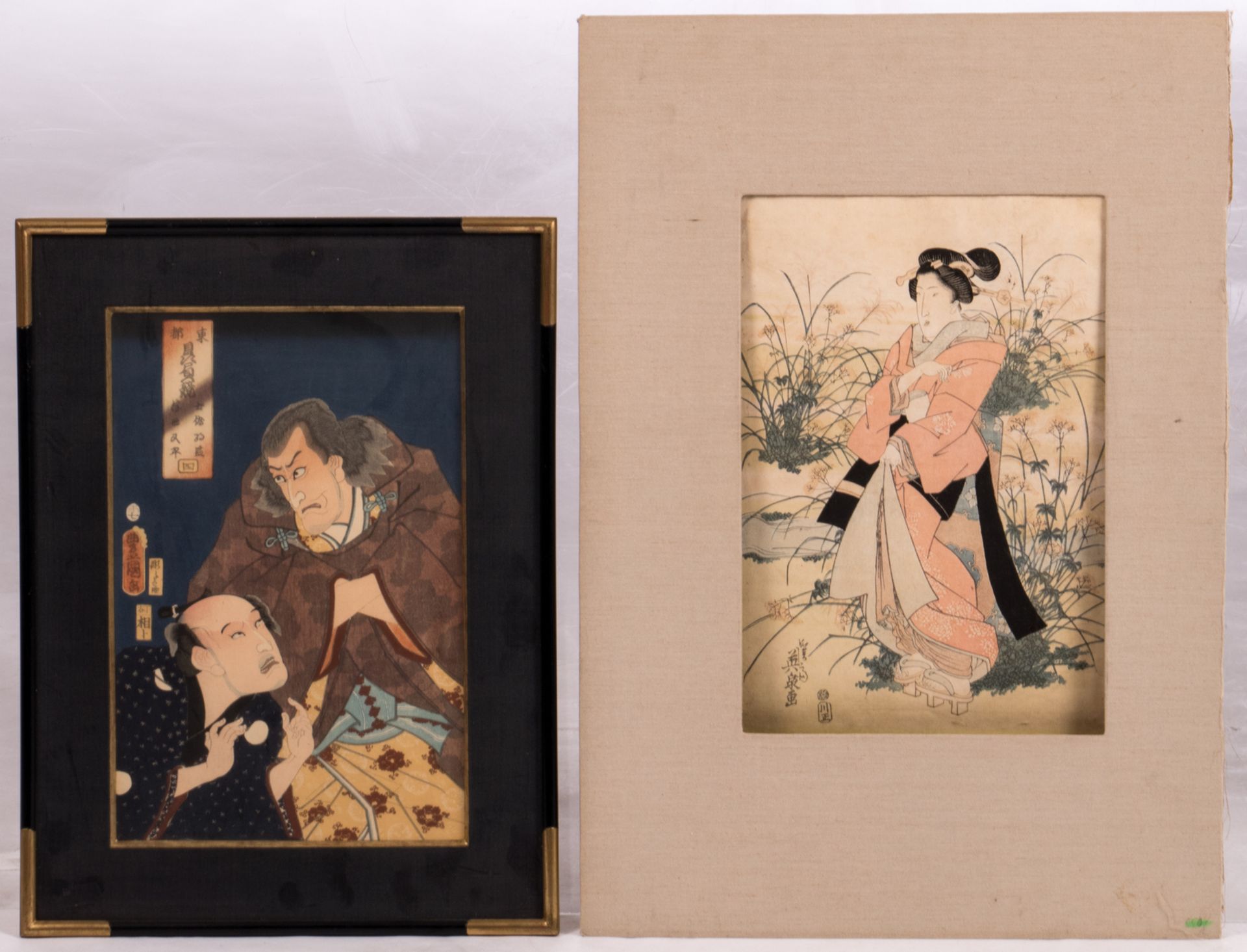 A lot of five Japanese ukiyo-é depicting scenes out of daily life of the courtesans and scenes of - Bild 8 aus 11