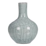 A Chinese celadon crabs claw crackleware decorated bottle vase, H 42,5 cm