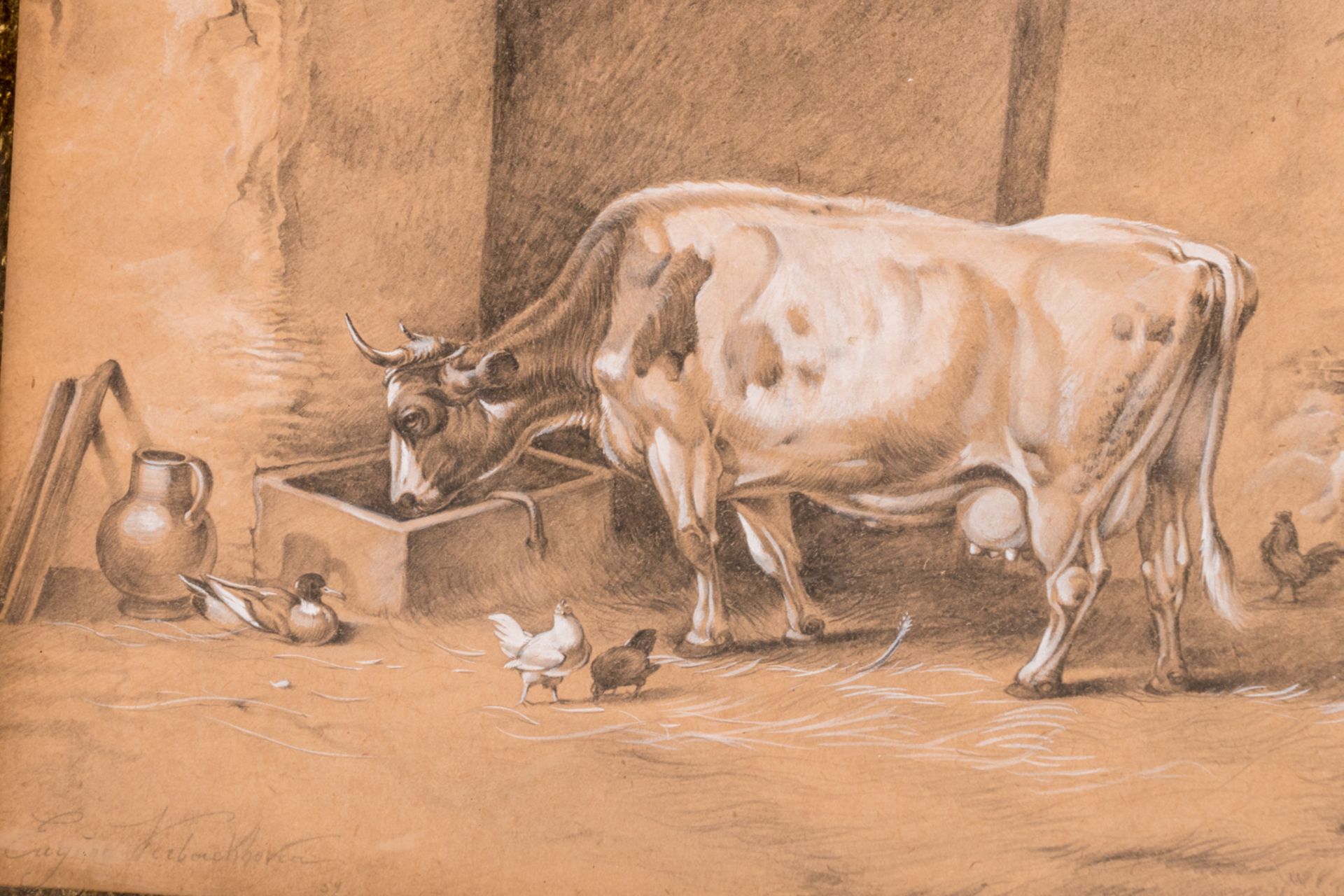 Verboeckhoven E., two animal studies, pencil on paper heightened with gouache, dated 1859 and - Bild 7 aus 7