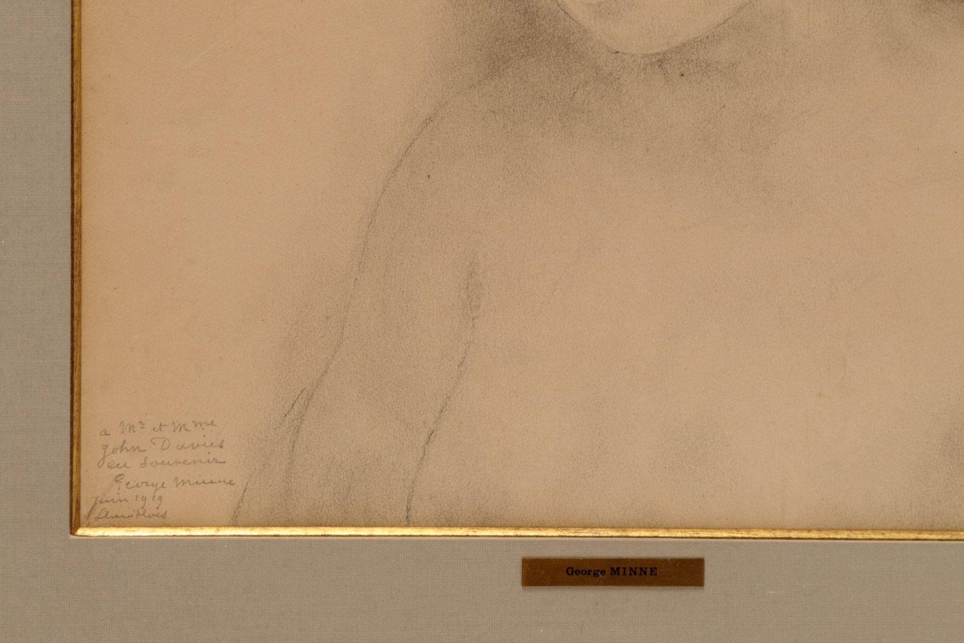 Minne G., a charcoal study, dated 1919, dedicated to Mr. and Mrs. John Davies, 55 x 61 cm - Bild 5 aus 5