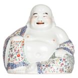 A Chinese famille rose floral decorated Budai, marked, H 26 - W 25 - D 18,5 cm