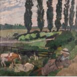 Brusselmans J., Madame Brusselmans à la campagne, oil on canvas, about 1918, ex. Galerie W. d'