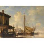 Schaumburg J., a view on a harbor, oil on canvas, 19thC, 51 x 67 cm