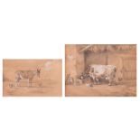 Verboeckhoven E., two animal studies, pencil on paper heightened with gouache, dated 1859 and