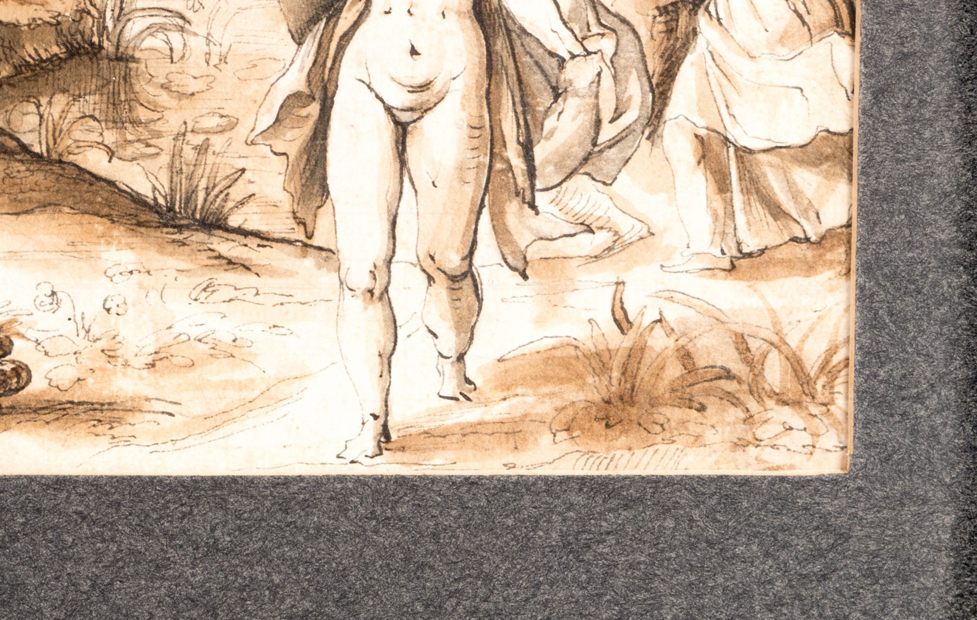 Unsigned, a mythological scene, washed ink drawing, last quarter of the 16thC, 17,5 x 22 cm - Bild 4 aus 5