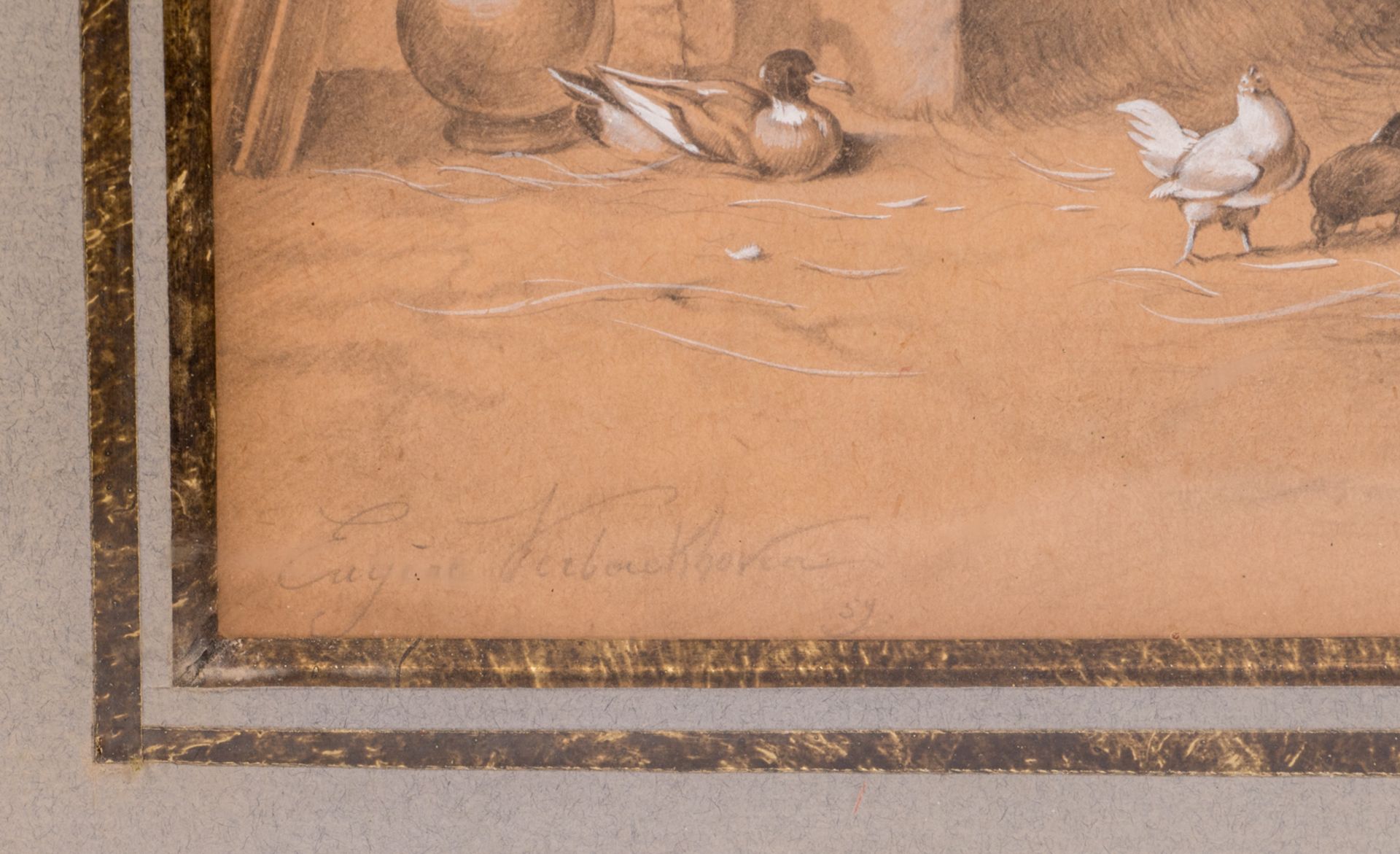 Verboeckhoven E., two animal studies, pencil on paper heightened with gouache, dated 1859 and - Bild 5 aus 7