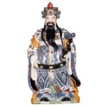 A Chinese polychrome decorated figure depicting Lou Xing, marked, H 76 cm