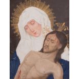 De Pape F., a miniature pietà after the Flemish Primitives, watercolour on paper, dated 1873, 9,5