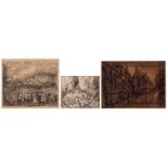 Brangwyn F., an animated scene on an industrial site, etching, 294/450, 24,2 x 20,2 cm; added De