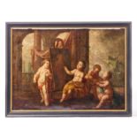 Unsigned, an allegory on the art of painting, part of a wall panelling, 18thC, 85 x 119 cm