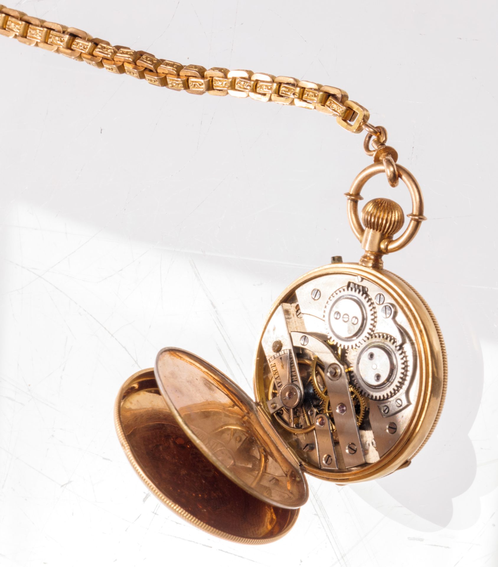 An early 20thC 18ct golden pocket watch, (Pateek Genève) - Total gold weight: 33g - Image 5 of 10