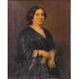 Picquez, a portrait of Catherine Jeanne Van de Steene (1806-1868), oil on canvas, 19thC, 77 x 99,5