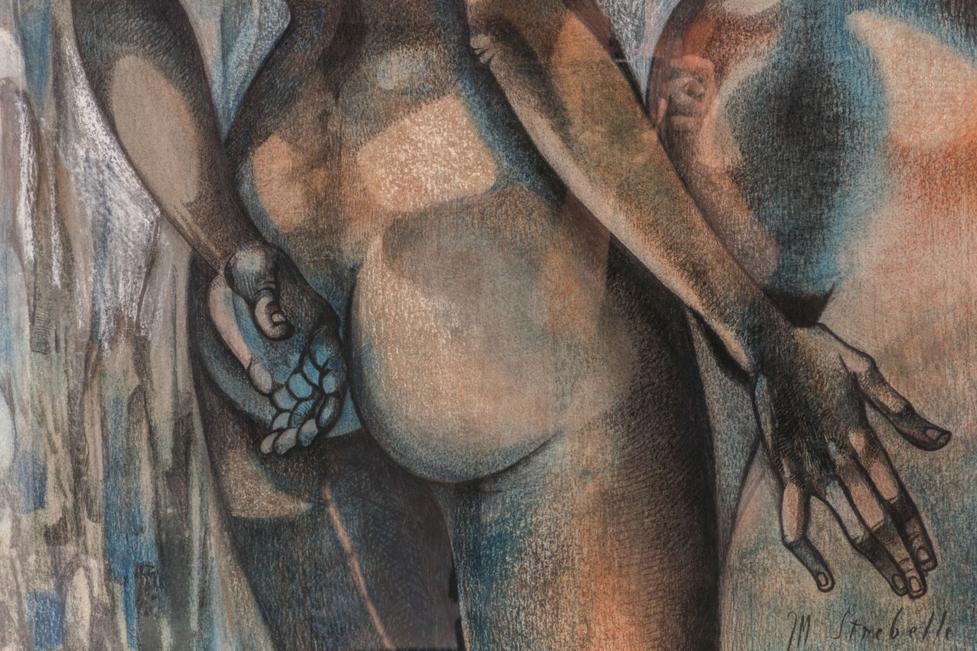 Strebelle J.-M., the bathers, charcoal and pastel, 77 x 113 cm - Bild 7 aus 7