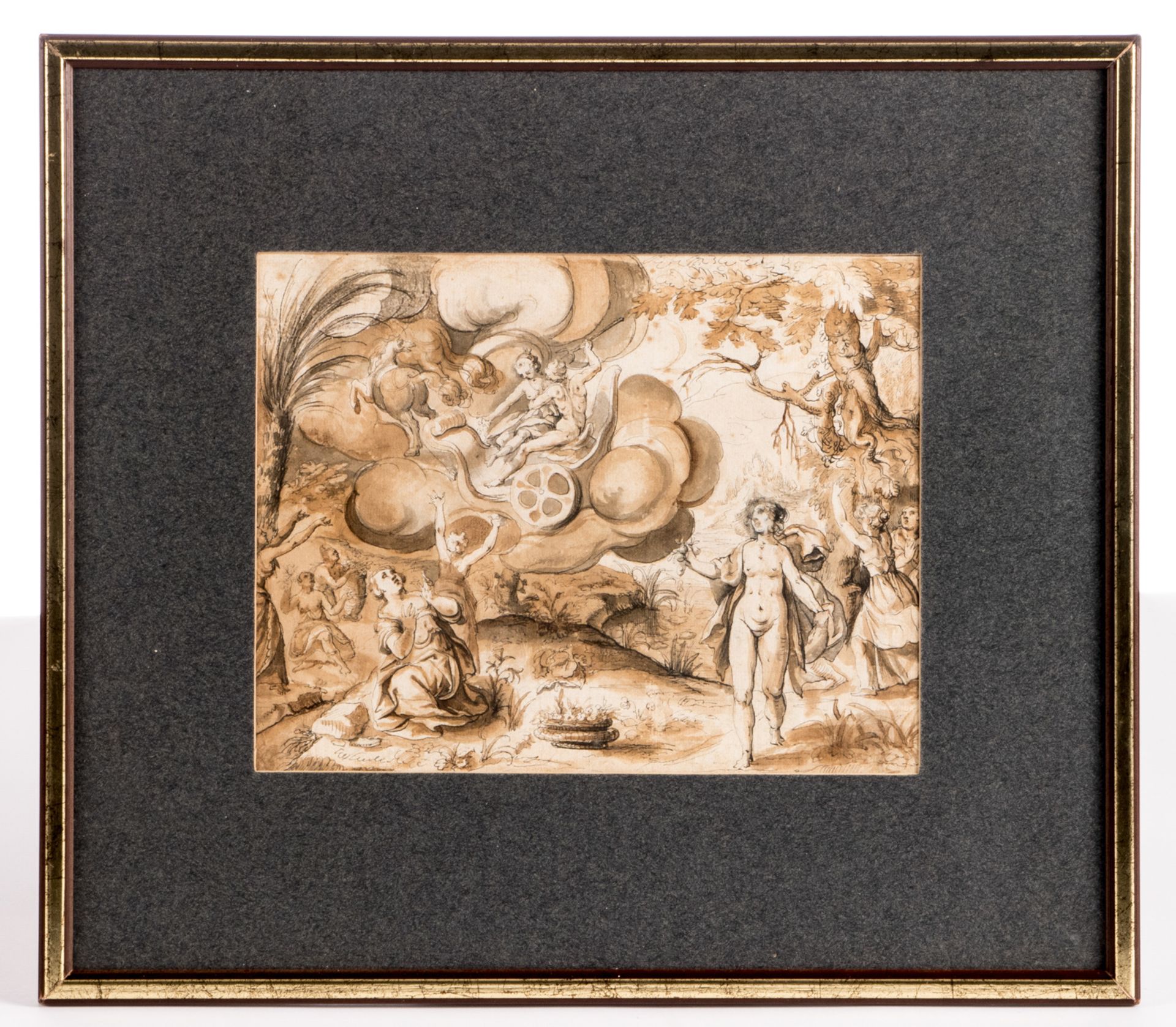 Unsigned, a mythological scene, washed ink drawing, last quarter of the 16thC, 17,5 x 22 cm - Bild 2 aus 5