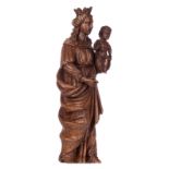 An oak 19thC Our Lady and Child, H 74 - W 30 cm