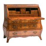 A second half of the 18thC Dutch mahogany cylinder bureau with marquetry, H 113 - W107 - D 60 cm