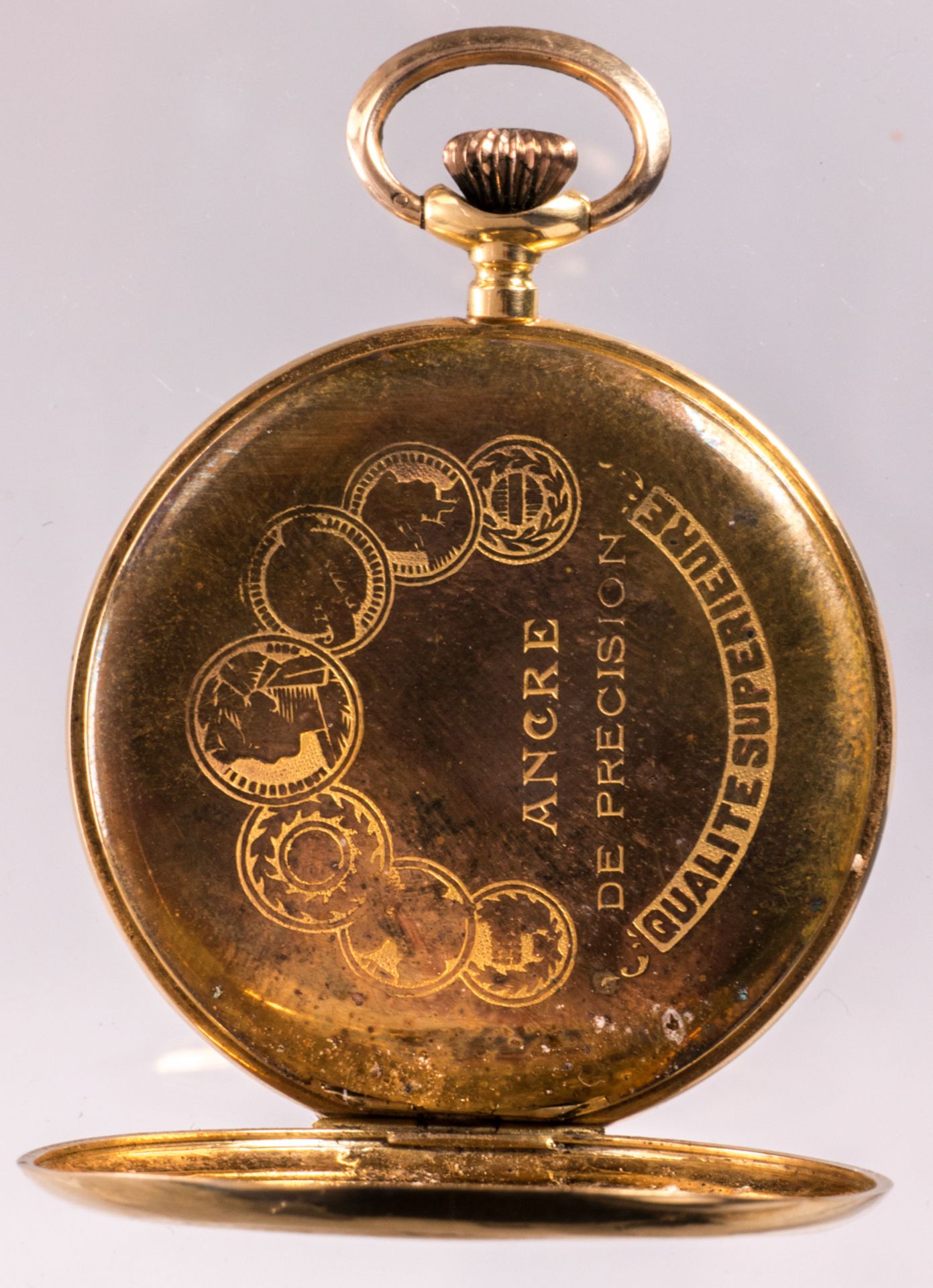 A men's 18ct golden pocket watch 'For Life', decorated with guilloche work - Weight of the gold - Image 3 of 5