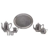 An Art Nouveau four-piece silver plated coffee and tea set, WMF; added a matching silver plated