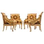 Four gilt wooden Russian Biedermeier armchairs in the manner of K.F. Schinkel or George Ludwig