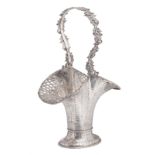 A 19thC Belgian or Dutch silver flower basket, illegibly marked and tested on silver purity, H