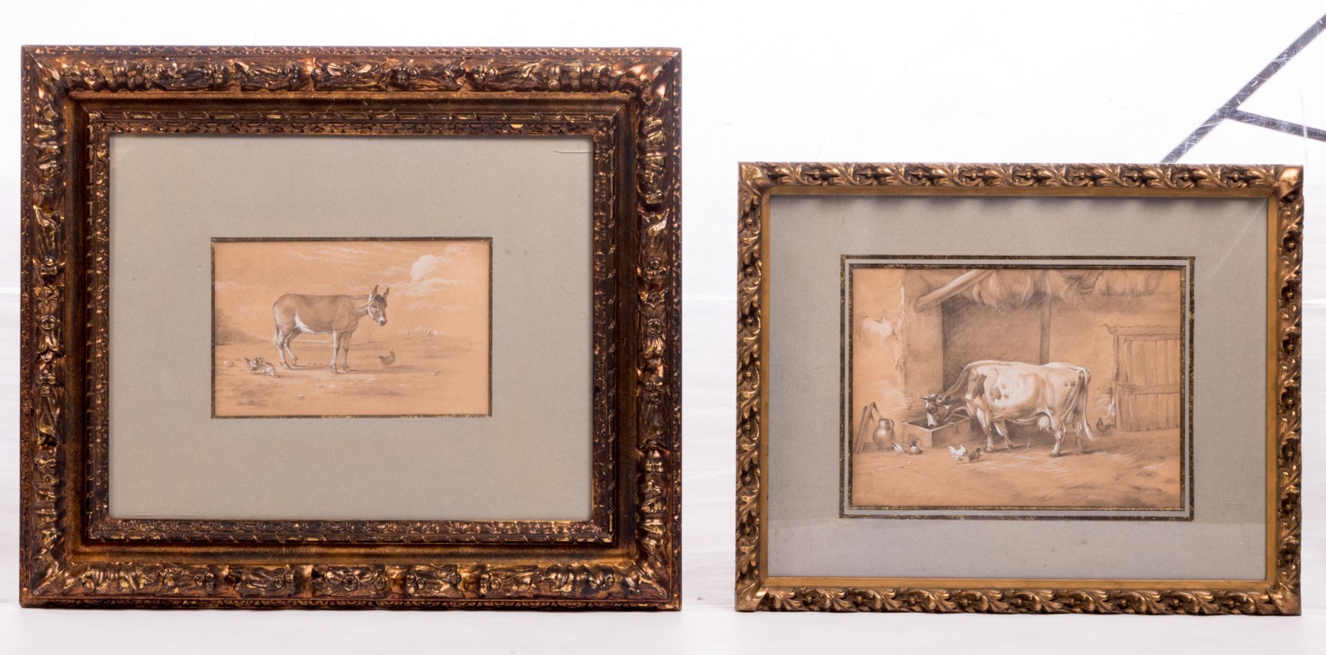 Verboeckhoven E., two animal studies, pencil on paper heightened with gouache, dated 1859 and - Bild 2 aus 7