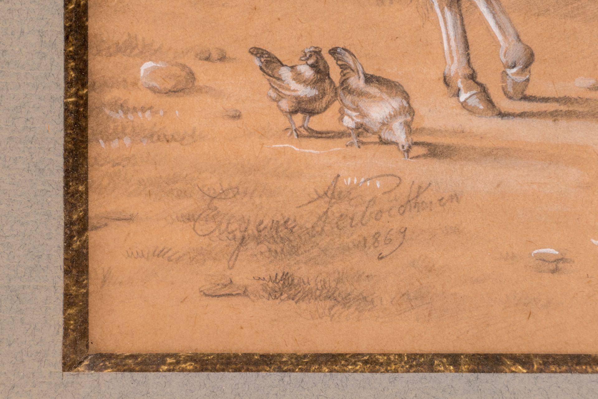 Verboeckhoven E., two animal studies, pencil on paper heightened with gouache, dated 1859 and - Bild 4 aus 7