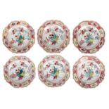 A set of six small Chinese famille rose dishes, depicting a sage and his servant, Qianlong, ø 15 cm