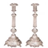 A pair of Russian silver candlesticks, 84 zolotniki, maker's mark Szekman, late 19th - early